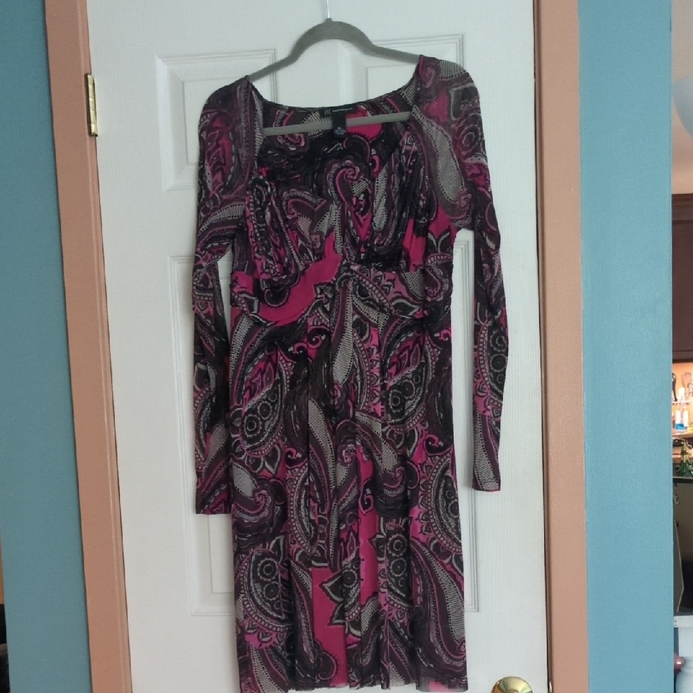 INC International Concepts Pink and Black Long Sleeve Dress